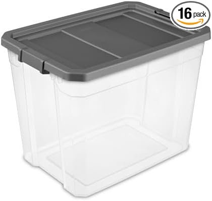 16-Pack Modular Stacker Box, Durable Clear Plastic Storage Bins with Latching Lids, 108 Quart - Stackable Organizing Container Boxes for Closet, Bathroom, and Office