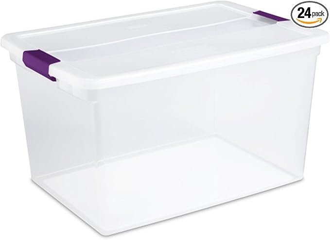 24-Pack 66 Quart ClearView Latch Box, Stackable Organizer Bins with Latching Lids - Clear Plastic Organization Containers for Closet, Bedroom, Shelving Units and Everyday Home Storage