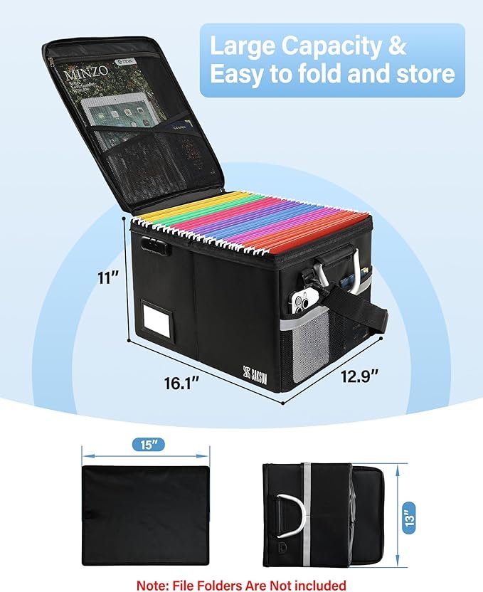 Fireproof Document Box, File Organizer for Hanging File Folders, Portable File Boxes with Handle, Fire Proof Safe for Home Documents, Important File Boxes with Lock, Safe Box Fireproof Waterproof - Image 6