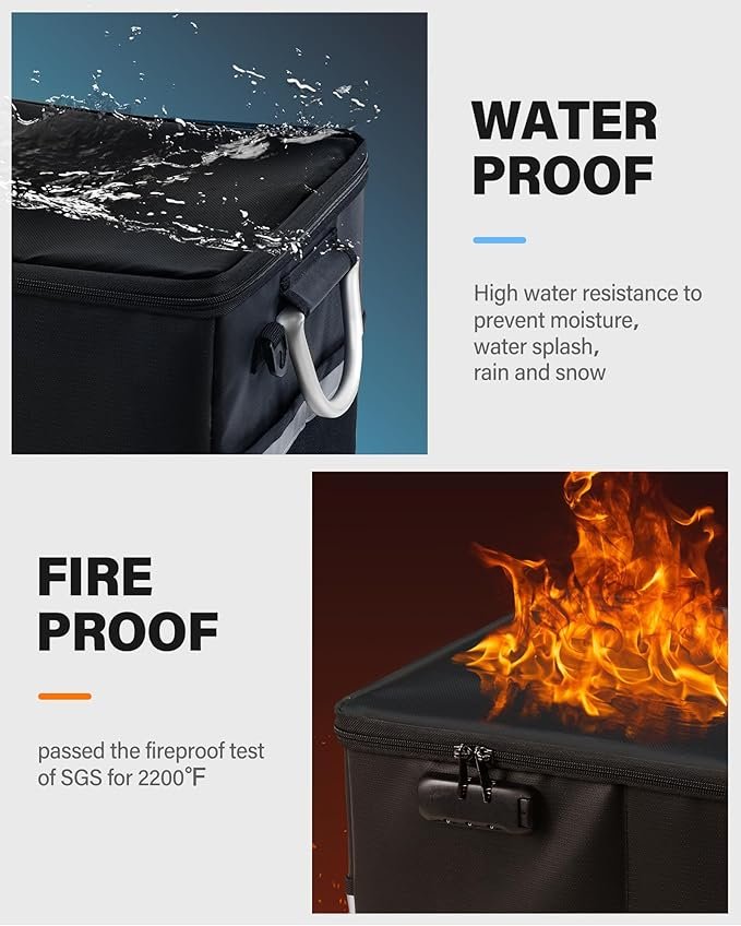 Fireproof Document Box, File Organizer for Hanging File Folders, Portable File Boxes with Handle, Fire Proof Safe for Home Documents, Important File Boxes with Lock, Safe Box Fireproof Waterproof - Image 5
