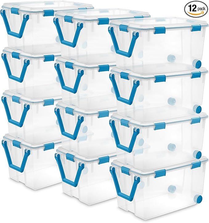 120 QT. Plastic Storage Container with Gasket Latch LID in Clear, 12-Pack